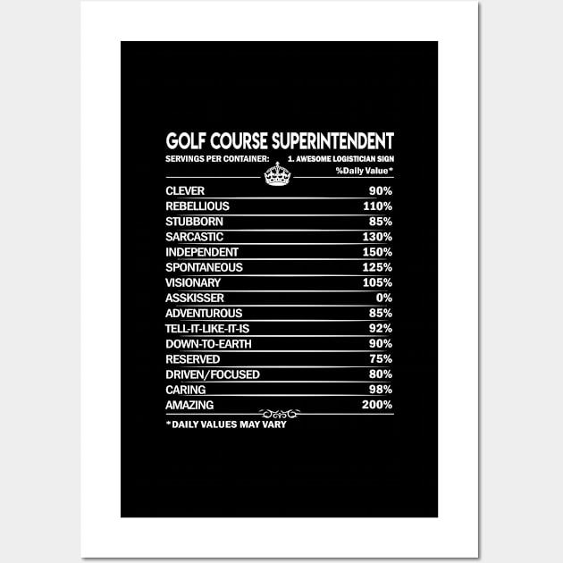 Golf Course Superintendent T Shirt - Golf Course Superintendent Factors Daily Gift Item Tee Wall Art by Jolly358